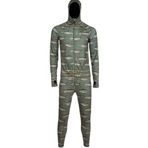 Airblaster Classic Ninja One Piece Suit Sz L Green Fish Print